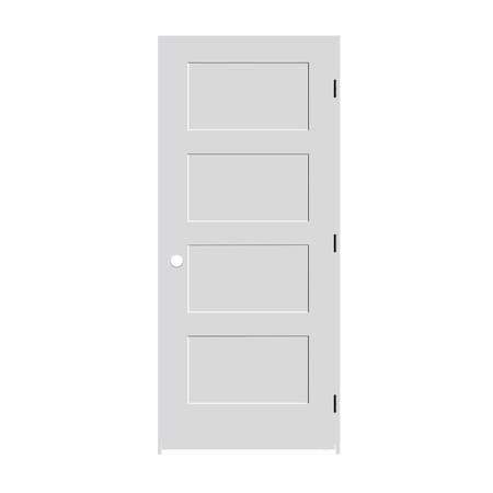 Trimlite 18"x80"x13/8" Primed 4Panel Equal Panel Interior Shaker 49/16" LH Prehung Door Black Hinges 1668pri8444LH1D4916